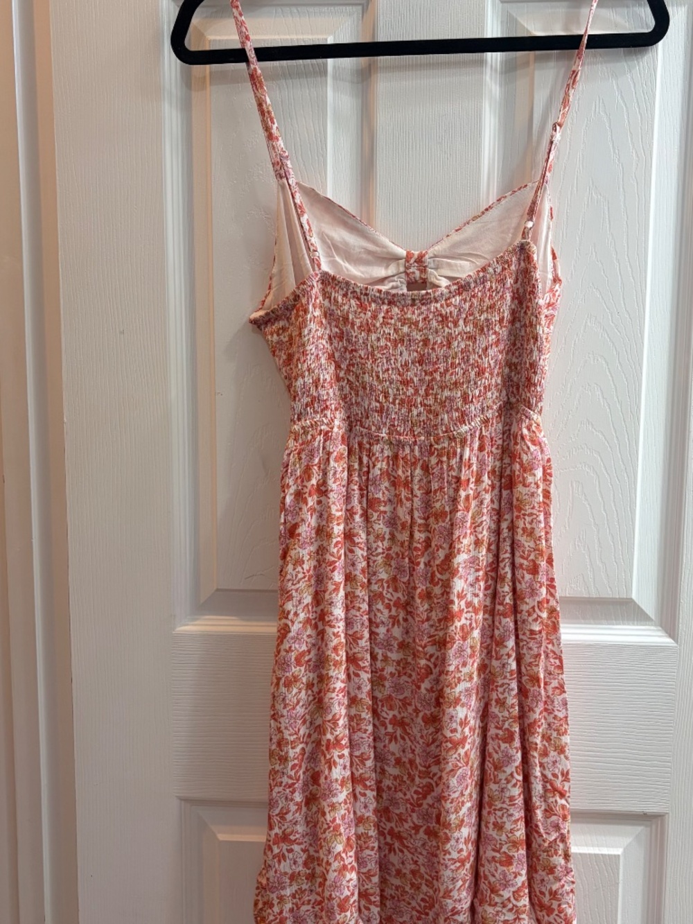 New Promesa Smocked Dress Sundress Spaghetti Strap  Keyhole Cutout Pink Medium - Picture 5 of 6